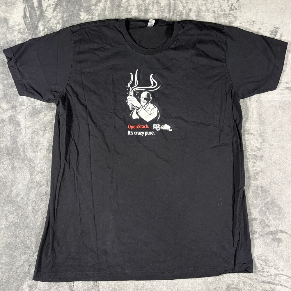 American Apparel Mens OpenStack Mirantis Graphic T Shirt 2XL Black Tech Tee